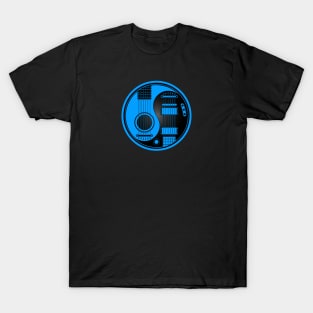 Blue and Black Acoustic Electric Guitars Yin Yang T-Shirt